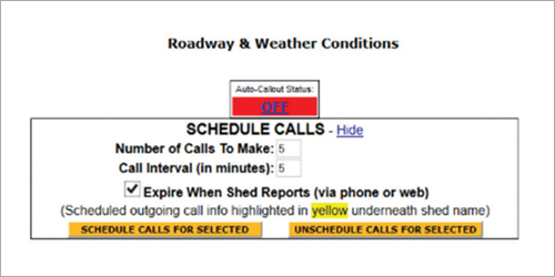 reports from road crews screen